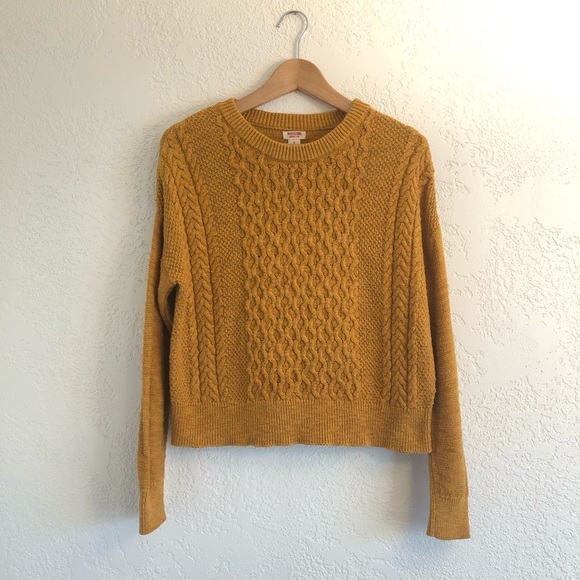 Mossimo Mustard Cable Knit Cropped Sweater - Picture 2 of 12